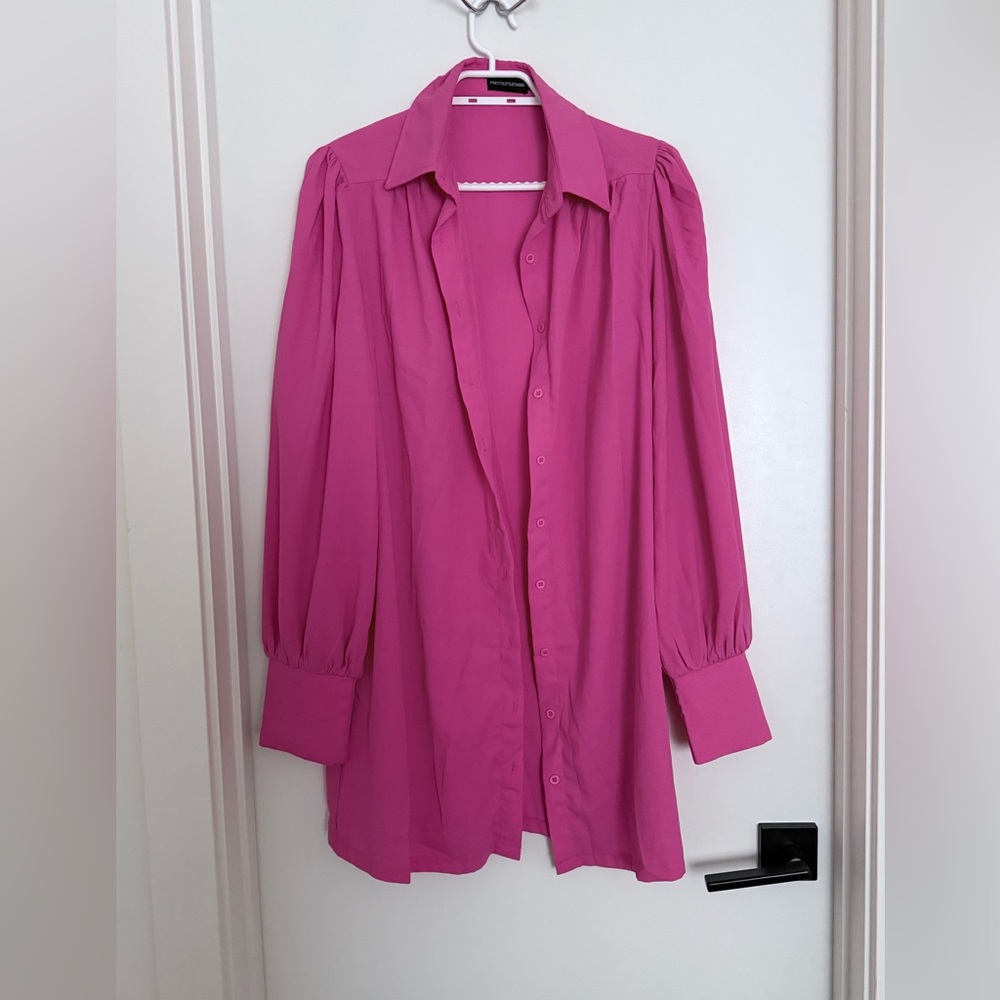 PrettyLittleThing Oversized Button Up Shirt Dress Long Sleeve Women’s Size 8